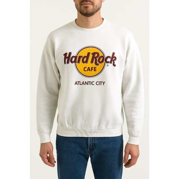 Vintage Hard Rock Cafe Atlantic City Sweatshirt White XL 50/50 Crewneck - Picture 5 of 5